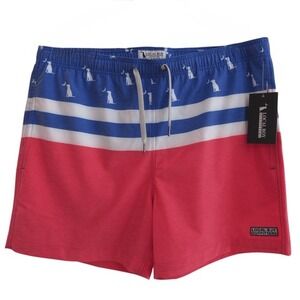 NWT Local Boy Swim Trunks Shorts 2XL Dog & Moon Red White Blue
